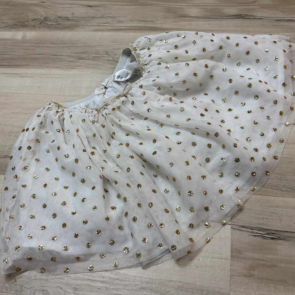 White and Gold Polka Dot Skirt - Picture 5 of 6